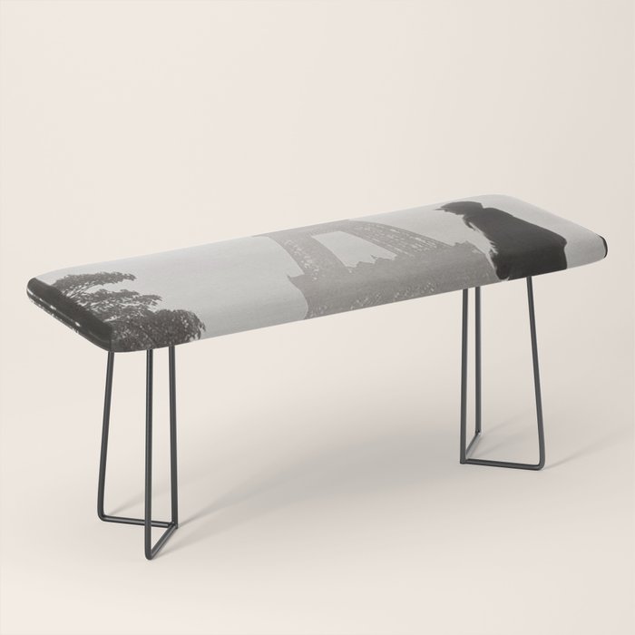 1920 Woman at the Gate, Eiffel Tower black and white photography / jazz age black & white photograph Bench Gallery Image 1