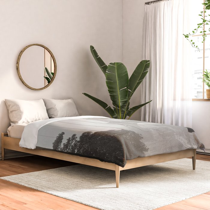 1920 Woman at the Gate, Eiffel Tower black and white photography / jazz age black & white photograph Comforter Gallery Image 2