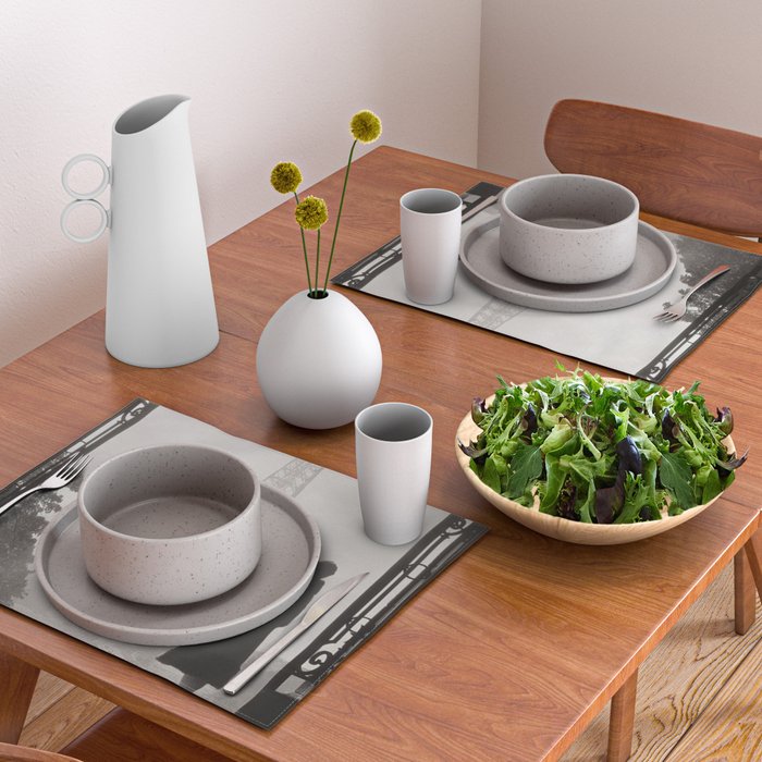 1920 Woman at the Gate, Eiffel Tower black and white photography / jazz age black & white photograph Placemat Gallery Image 2