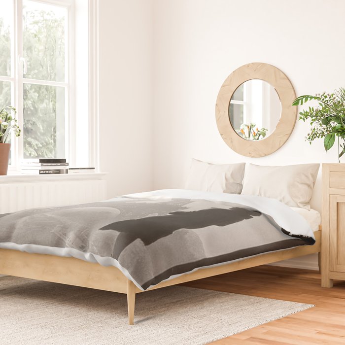 1920 Woman at the Gate, Eiffel Tower black and white photography / jazz age black & white photograph Duvet Cover Gallery Image 2