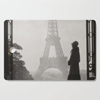 1920 Woman at the Gate, Eiffel Tower black and white photography / jazz age black & white photograph Cutting Board Gallery Image 1