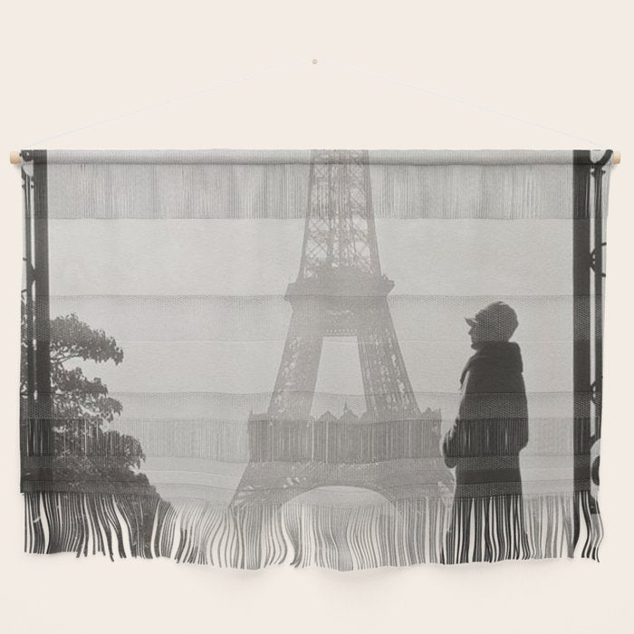 1920 Woman at the Gate, Eiffel Tower black and white photography / jazz age black & white photograph Wall Hanging Gallery Image 1