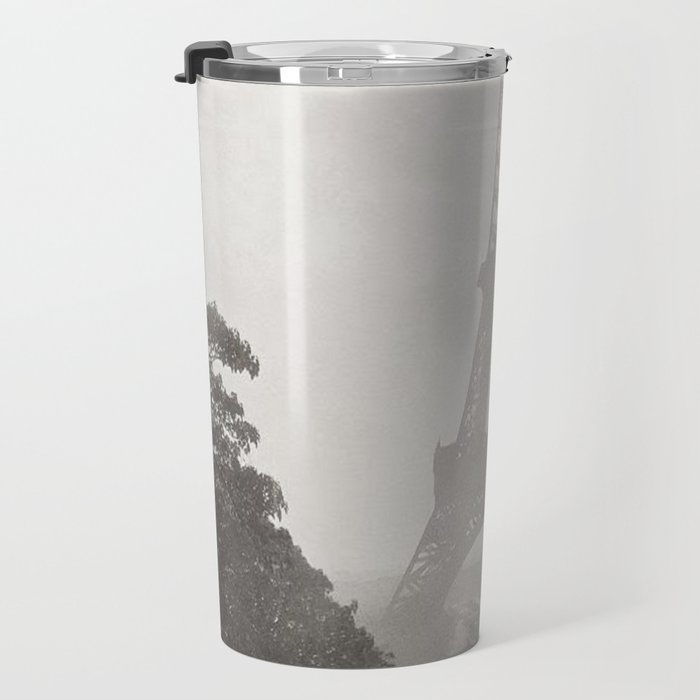 1920 Woman at the Gate, Eiffel Tower black and white photography / jazz age black & white photograph Travel Mug Gallery Image 3