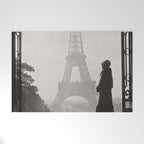 1920 Woman at the Gate, Eiffel Tower black and white photography / jazz age black & white photograph Welcome Mat Gallery Image 1