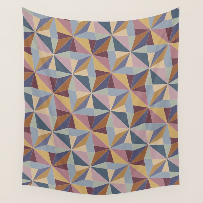 Kaleidoscope Tile Pattern II Cool Tone Pastel Wall Tapestry Gallery Image 4