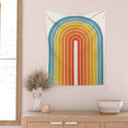 Gradient Arch X Bright Rainbow Mid Century Modern Rainbow Wall Tapestry Gallery Image 2