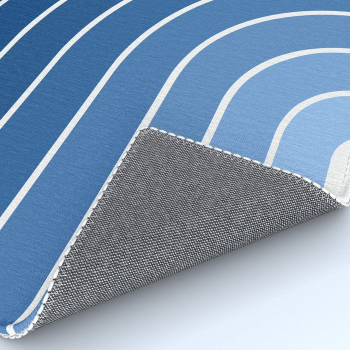 Gradient Arch VIII Bright Blue Mid Century Modern Rainbow Rug Gallery Image 4