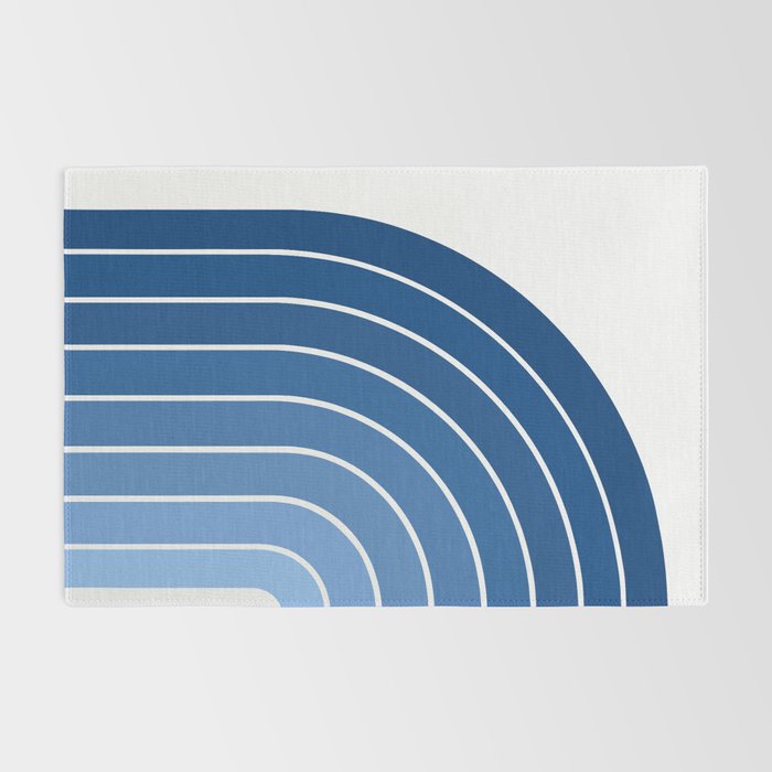 Gradient Arch VIII Bright Blue Mid Century Modern Rainbow Rug Gallery Image 2