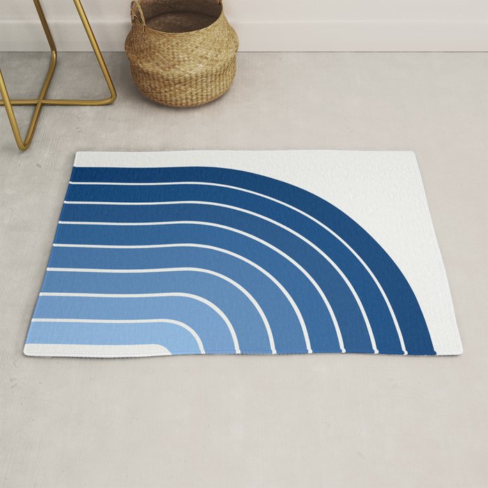 Gradient Arch VIII Bright Blue Mid Century Modern Rainbow Rug Gallery Image 1