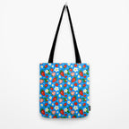 Strawberries Galore Pattern On Blue Tote Bag Gallery Image 2