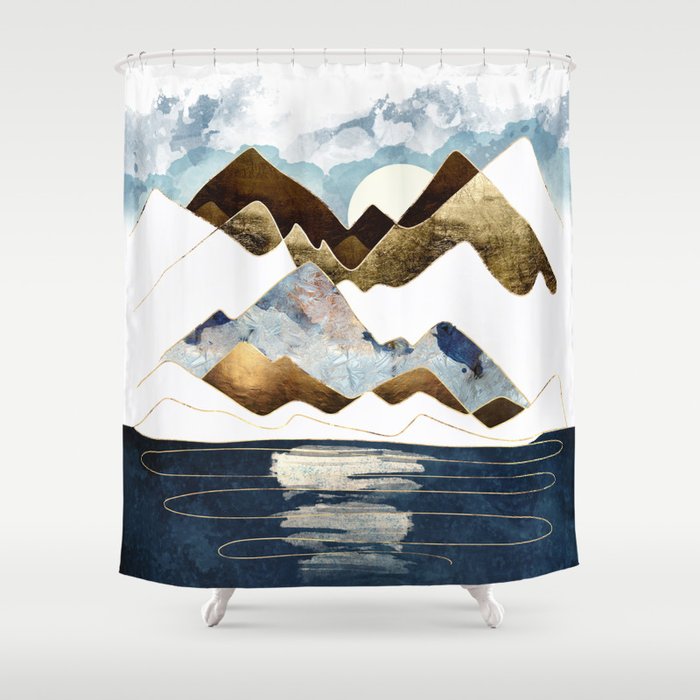 Minimal Abstract Mountains Shower Curtain Gallery Image 1