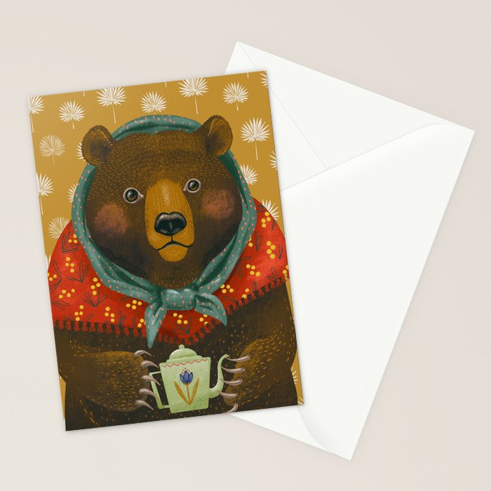 Teapot Babushka Bear Stationery Card Gallery Image 2