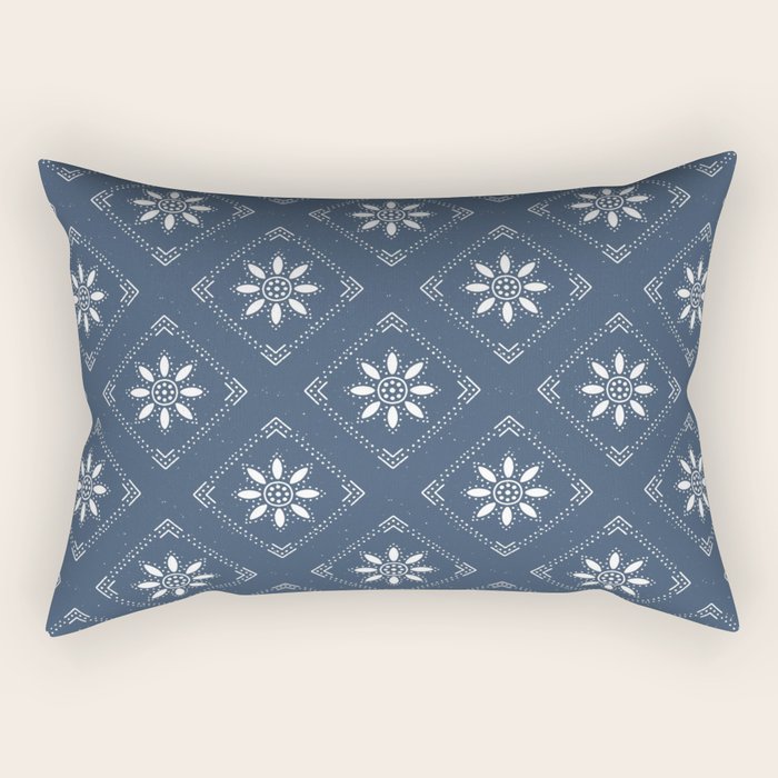 Scandinavian Classic Blue Squares Rectangular Pillow Gallery Image 2