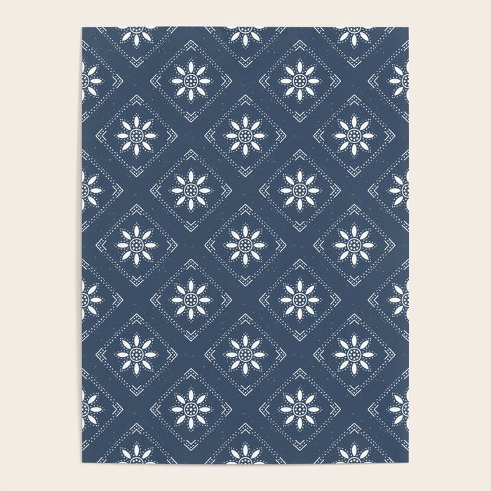 Scandinavian Classic Blue Squares Poster Gallery Image 1