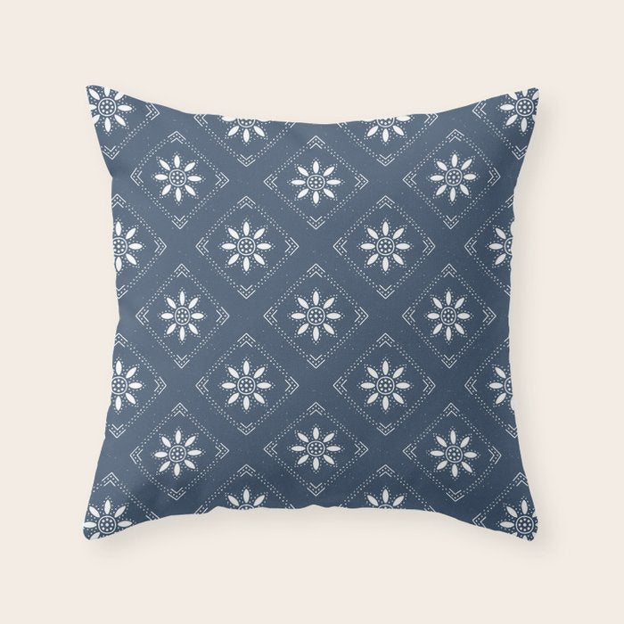Scandinavian Classic Blue Squares Throw Pillow Gallery Image 6
