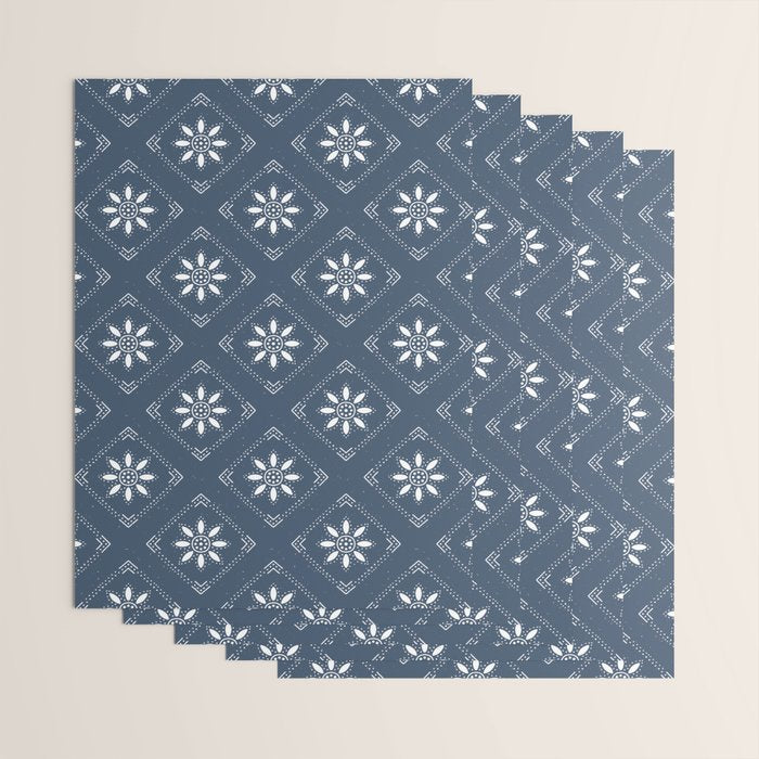 Scandinavian Classic Blue Squares Wrapping Paper Gallery Image 3