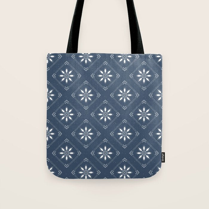 Scandinavian Classic Blue Squares Tote Bag Gallery Image 1