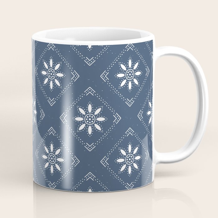 Scandinavian Classic Blue Squares Coffee Mug Gallery Image 1