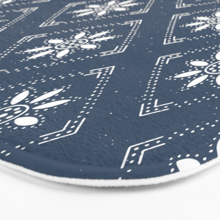 Scandinavian Classic Blue Squares Bath Mat Gallery Image 3