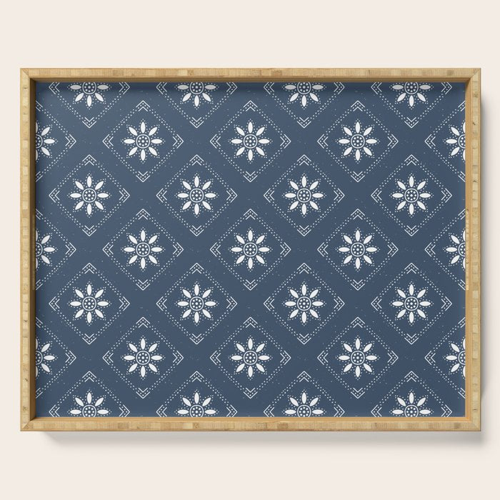 Scandinavian Classic Blue Squares Serving Tray Gallery Image 1
