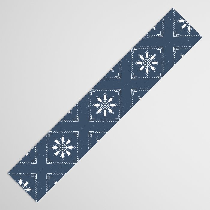 Scandinavian Classic Blue Squares Table Runner Gallery Image 3