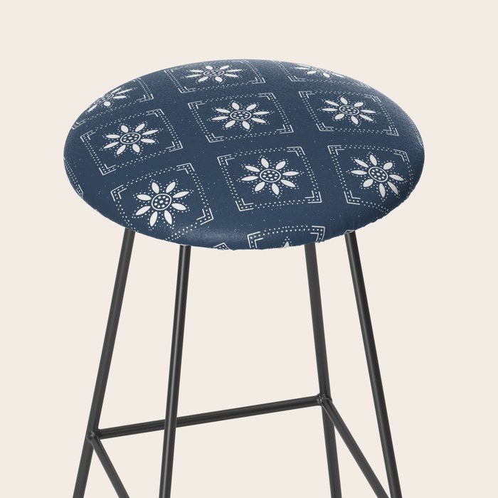 Scandinavian Classic Blue Squares Stool Gallery Image 2
