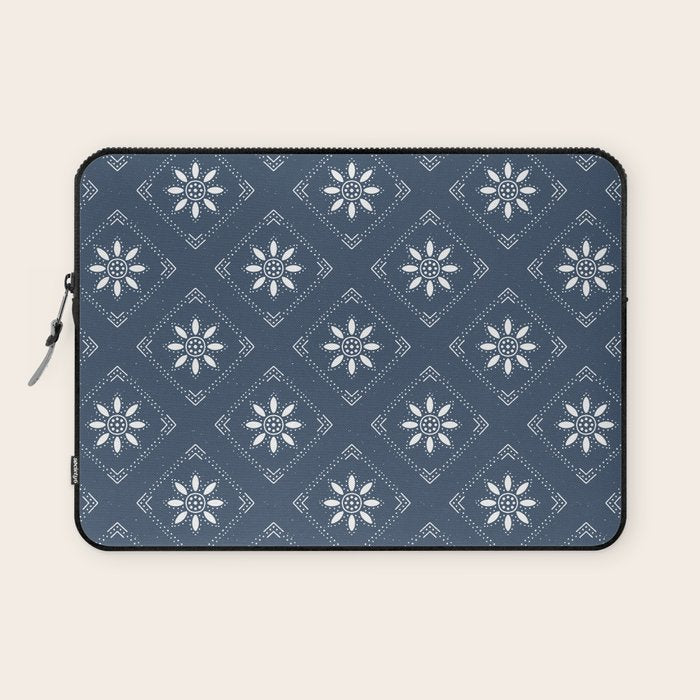 Scandinavian Classic Blue Squares Laptop Sleeve Gallery Image 1