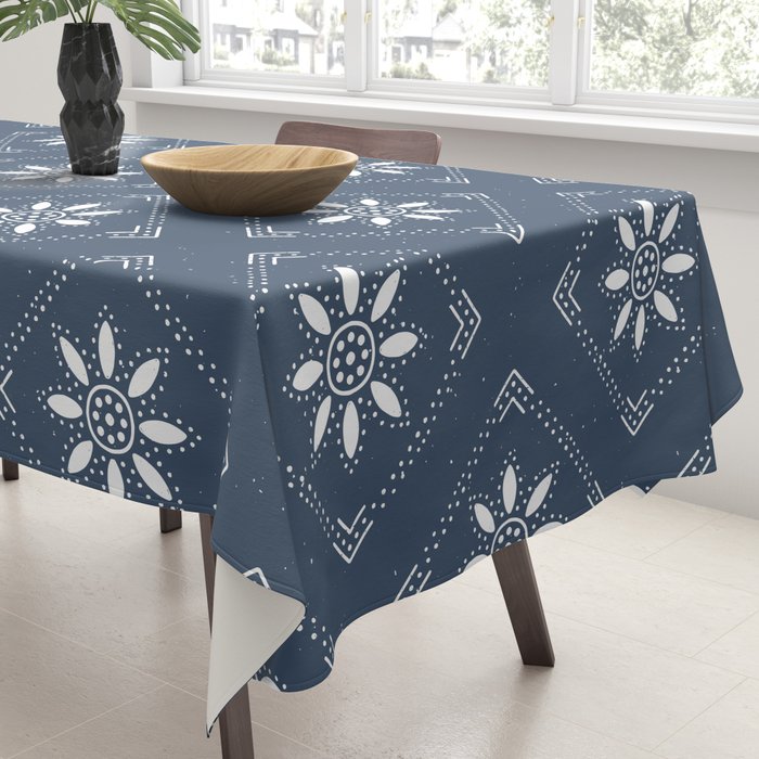 Scandinavian Classic Blue Squares Tablecloth Gallery Image 3