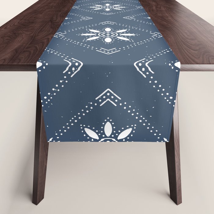 Scandinavian Classic Blue Squares Table Runner Gallery Image 1