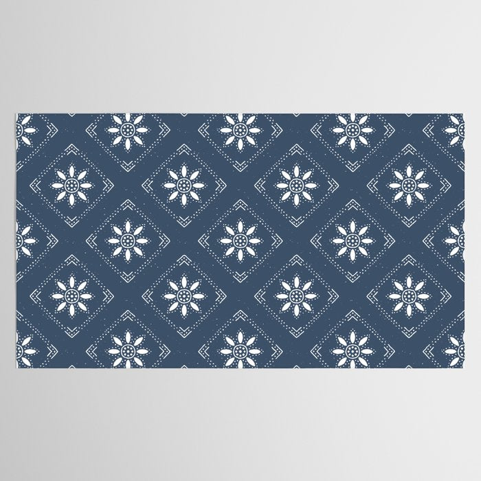 Scandinavian Classic Blue Squares Tablecloth Gallery Image 2