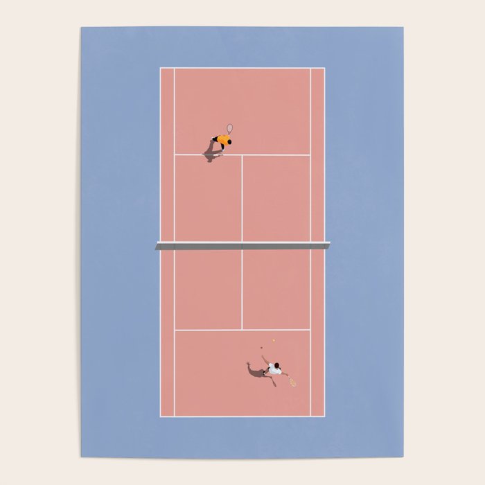 Playing Tennis | Pastel Colors Tennis Court  Poster Gallery Image 1