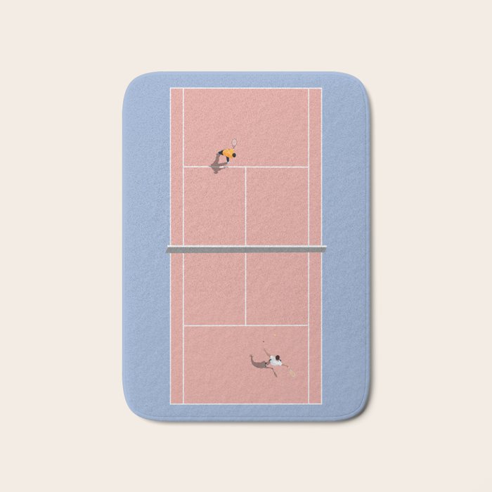 Playing Tennis | Pastel Colors Tennis Court  Bath Mat Gallery Image 1