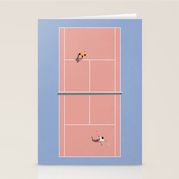 Playing Tennis | Pastel Colors Tennis Court  Stationery Card Gallery Image 2