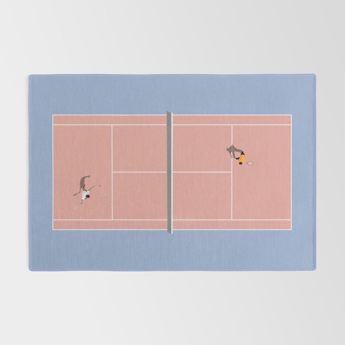 Playing Tennis | Pastel Colors Tennis Court  Rug Gallery Image 2