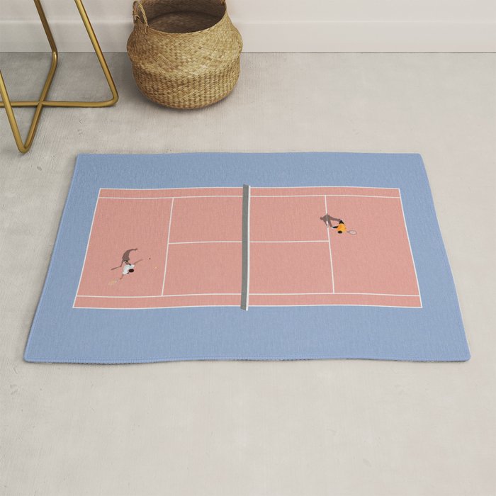 Playing Tennis | Pastel Colors Tennis Court  Rug Gallery Image 1