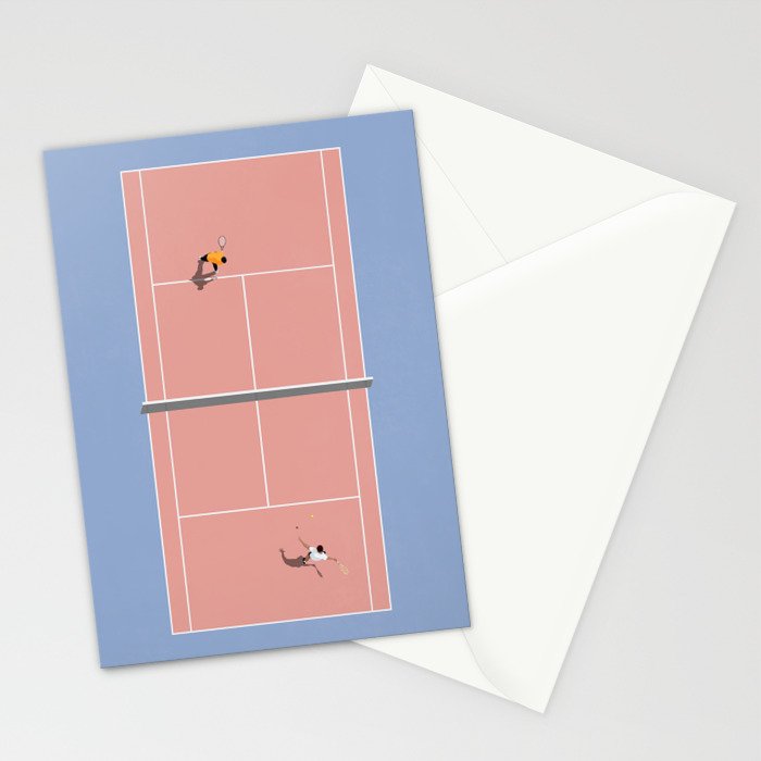 Playing Tennis | Pastel Colors Tennis Court  Stationery Card Gallery Image 2