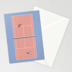 Playing Tennis | Pastel Colors Tennis Court  Stationery Card Gallery Image 2