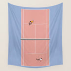 Playing Tennis | Pastel Colors Tennis Court  Wall Tapestry Gallery Image 4