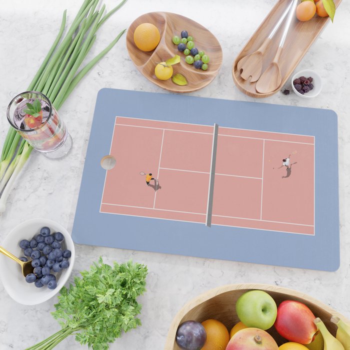 Playing Tennis | Pastel Colors Tennis Court  Cutting Board Gallery Image 2