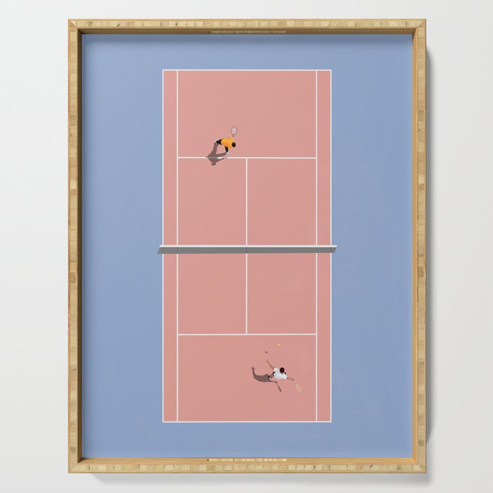 Playing Tennis | Pastel Colors Tennis Court  Serving Tray Gallery Image 1