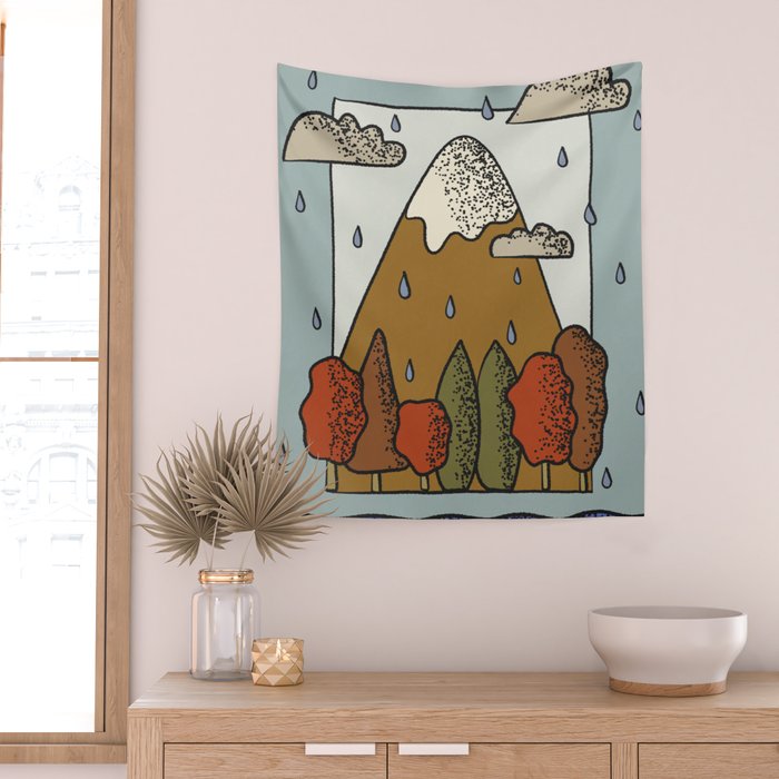 A Rainy Day in the Mountains Wall Tapestry Gallery Image 2