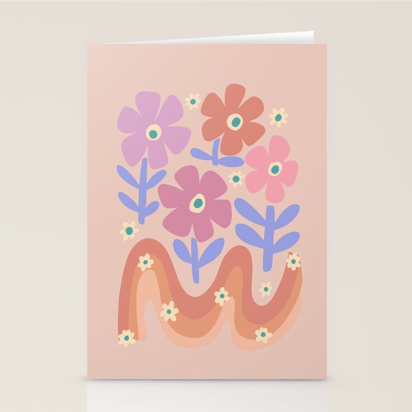 70s Retro Floral vibe Stationery Card Gallery Image 1
