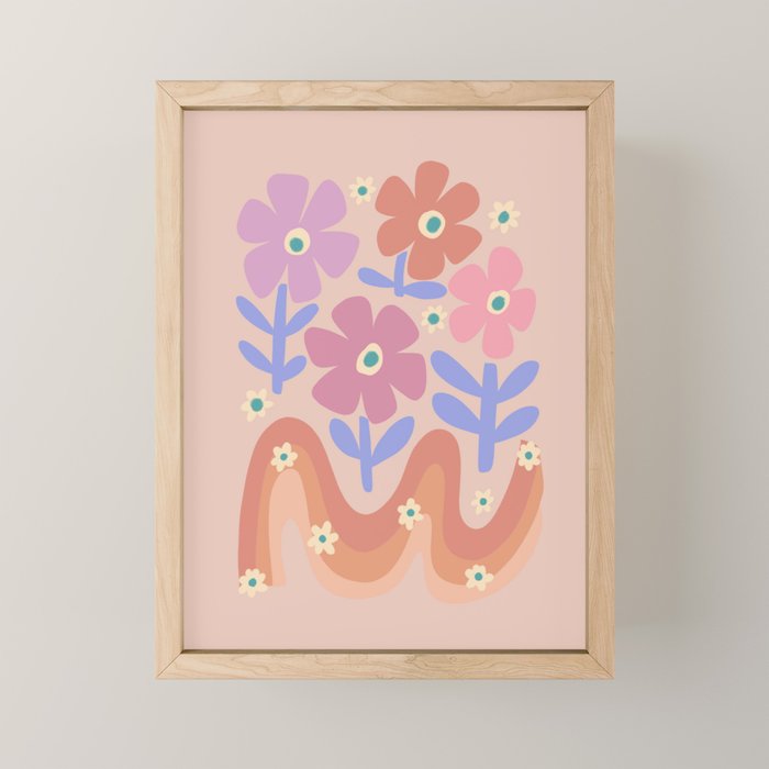 70s Retro Floral vibe Mini Art Print Gallery Image 1
