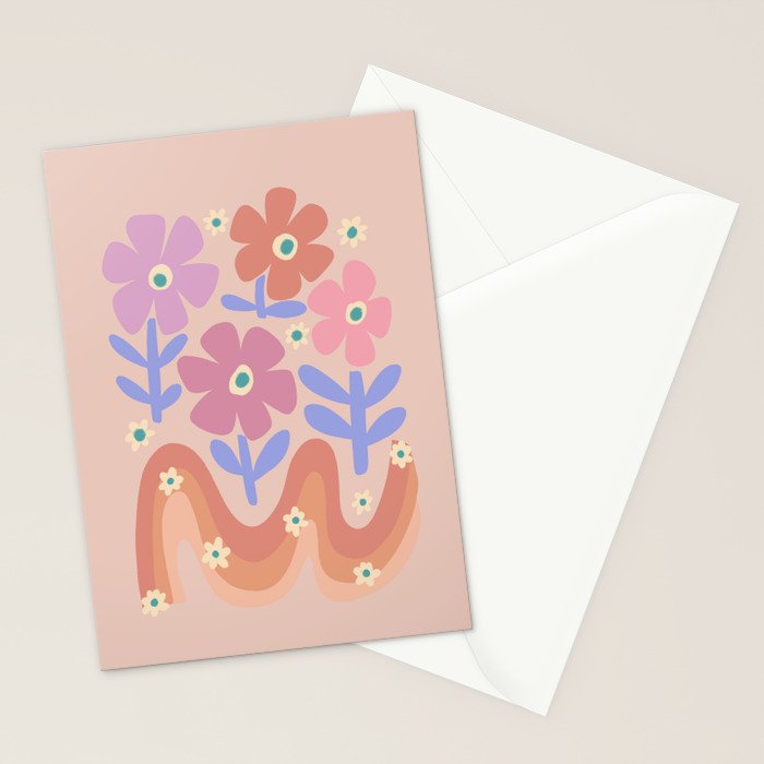 70s Retro Floral vibe Stationery Card Gallery Image 2