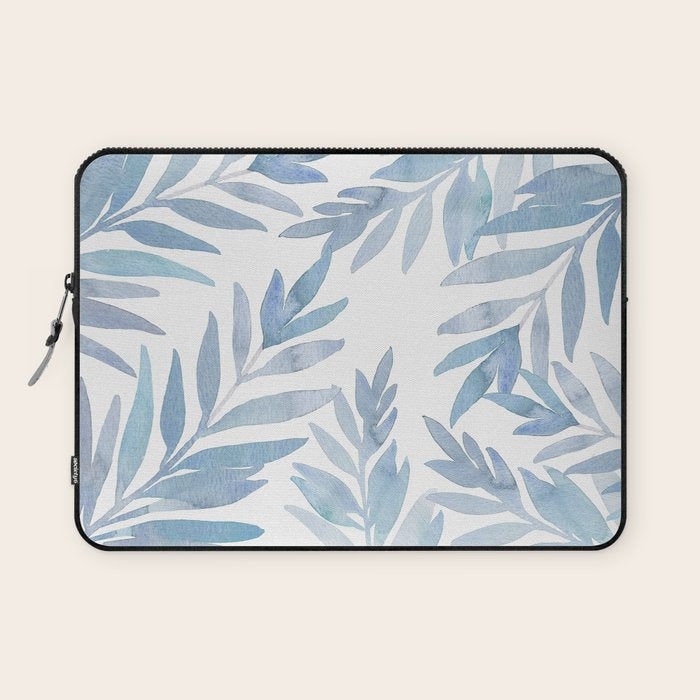 Muted Blue Palm Leaves Laptop Sleeve Gallery Image 1