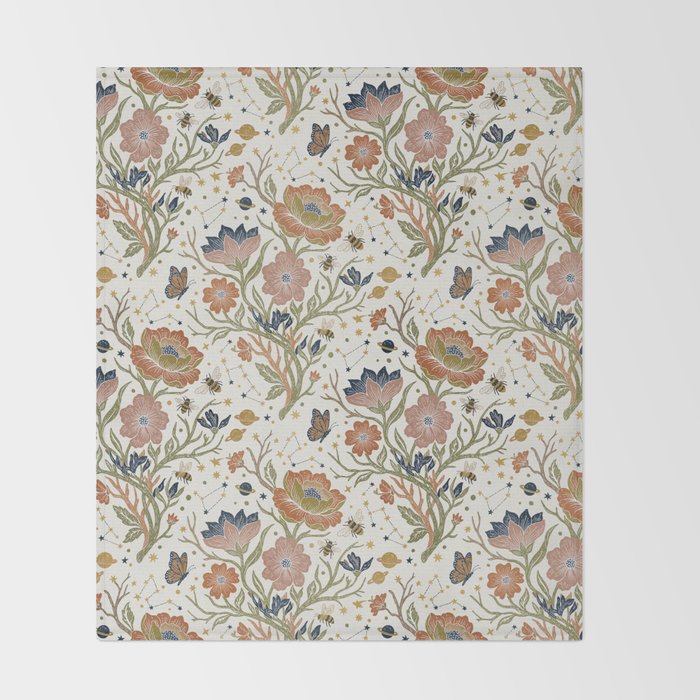 Boho Floral Galaxy Garden Throw Blanket Gallery Image 2