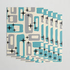 Mid Century Modern Decoration Kitsch 223 Blue and Gray Wrapping Paper Gallery Image 3