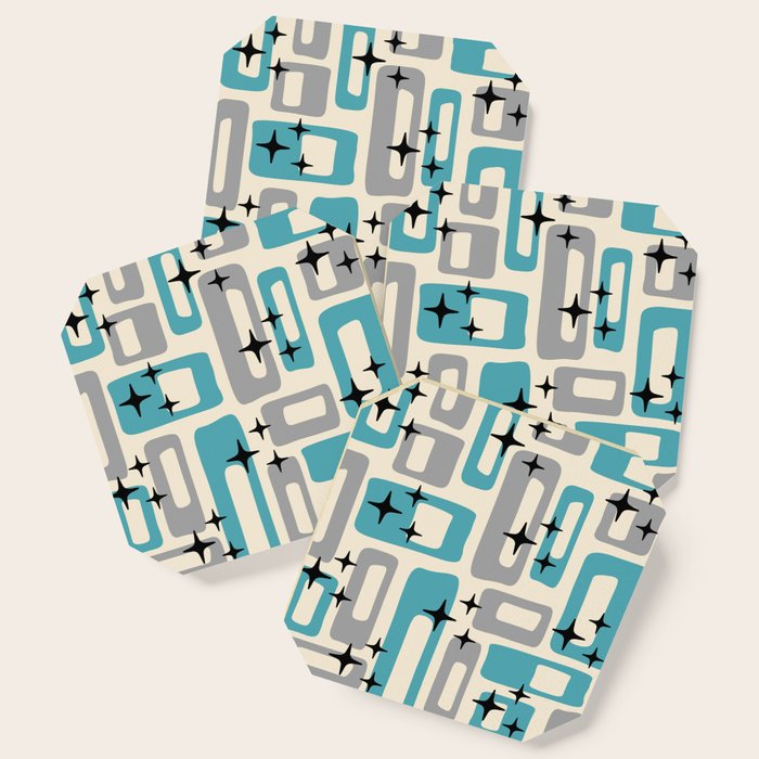 Mid Century Modern Decoration Kitsch 223 Blue and Gray Coaster Gallery Image 1