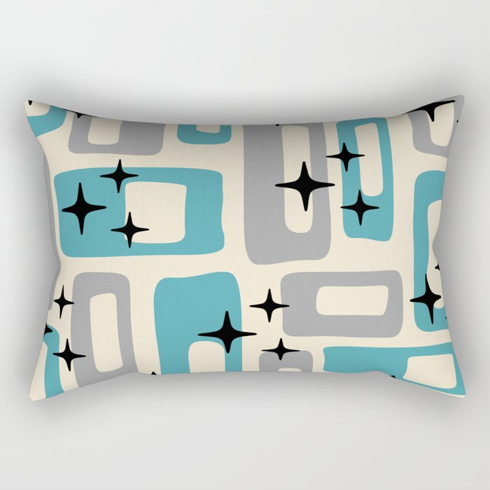 Mid Century Modern Decoration Kitsch 223 Blue and Gray Rectangular Pillow Gallery Image 1