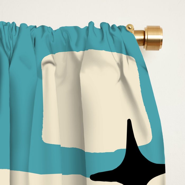 Mid Century Modern Decoration Kitsch 223 Blue and Gray Window Curtain Gallery Image 2